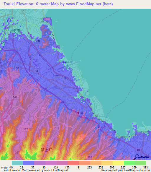 Tsuiki,Japan Elevation Map