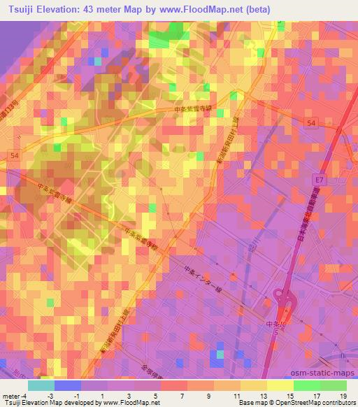 Tsuiji,Japan Elevation Map