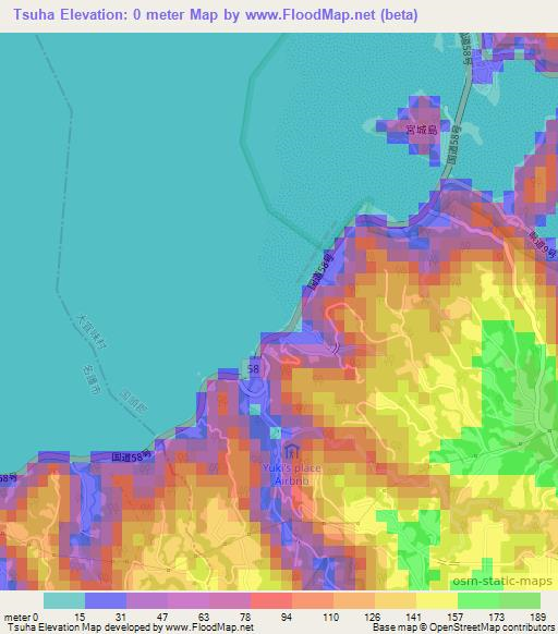 Tsuha,Japan Elevation Map