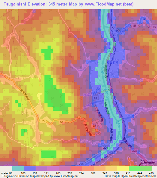 Tsuga-nishi,Japan Elevation Map