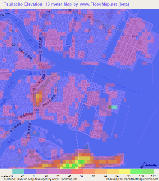 Tsudacho,Japan Elevation Map