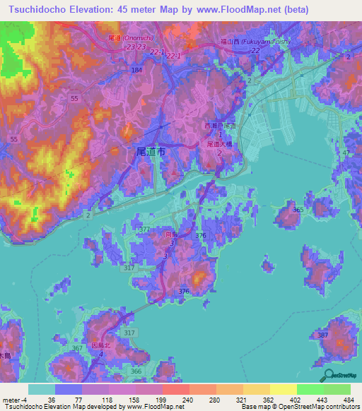Tsuchidocho,Japan Elevation Map