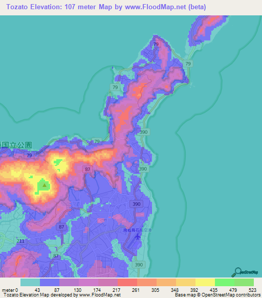 Tozato,Japan Elevation Map