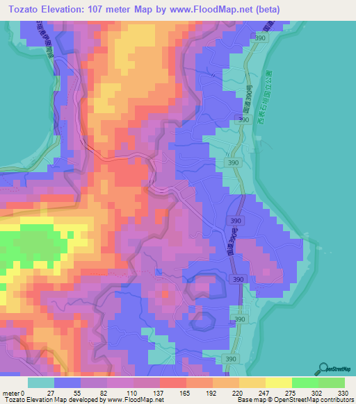 Tozato,Japan Elevation Map