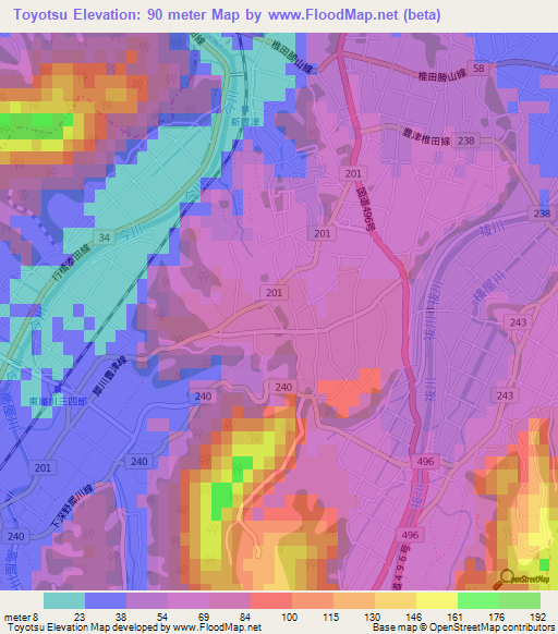 Toyotsu,Japan Elevation Map