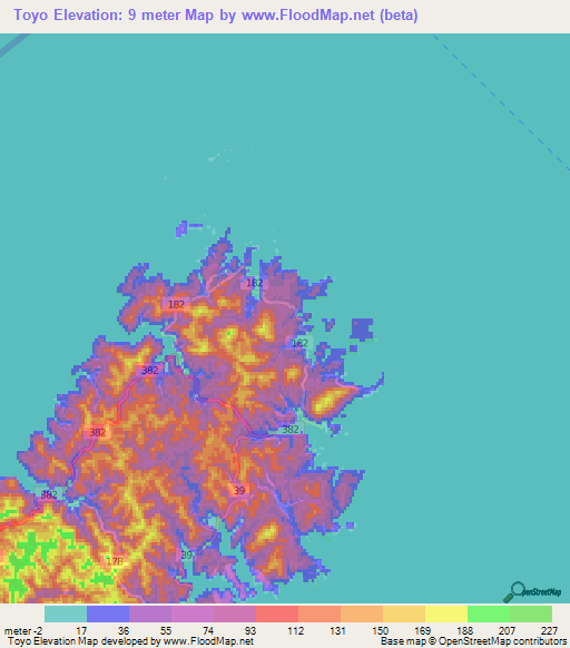 Toyo,Japan Elevation Map