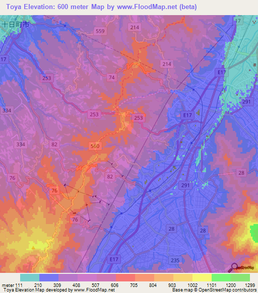 Toya,Japan Elevation Map