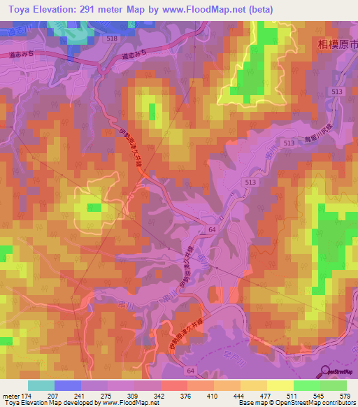 Toya,Japan Elevation Map