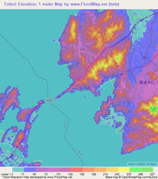 Tottori,Japan Elevation Map