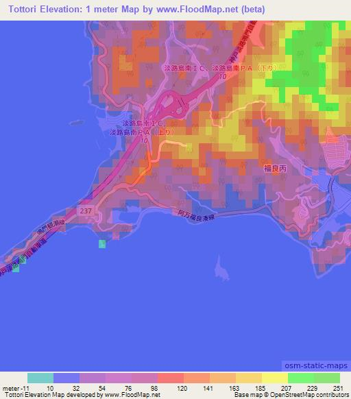 Tottori,Japan Elevation Map