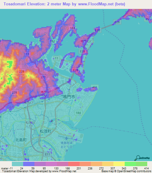 Tosadomari,Japan Elevation Map