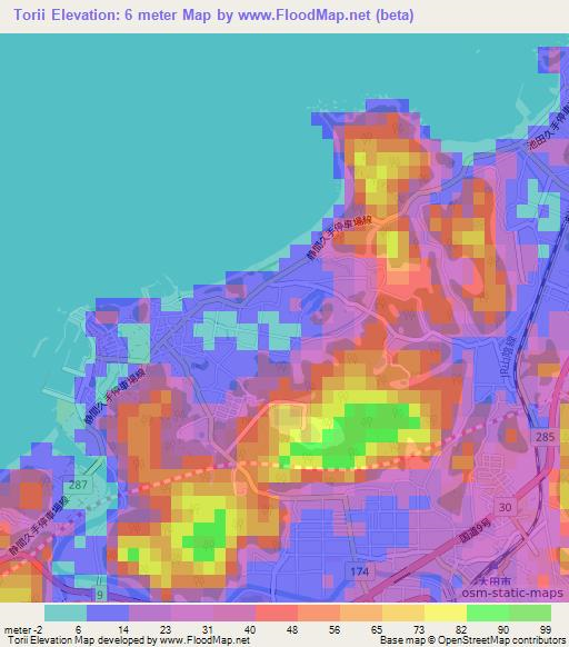 Torii,Japan Elevation Map