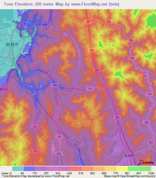 Tone,Japan Elevation Map
