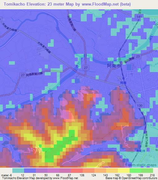 Tomikacho,Japan Elevation Map