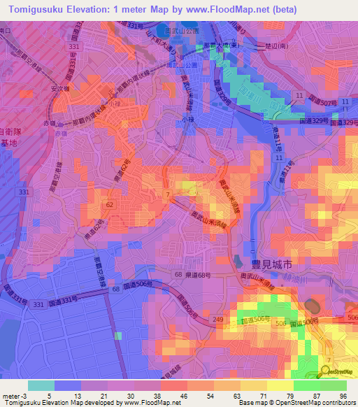 Tomigusuku,Japan Elevation Map