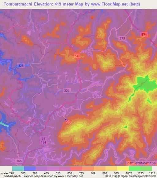 Tombaramachi,Japan Elevation Map