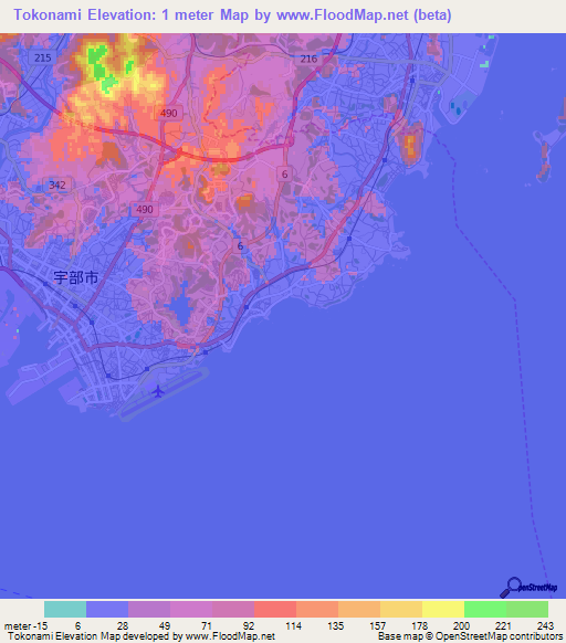 Tokonami,Japan Elevation Map