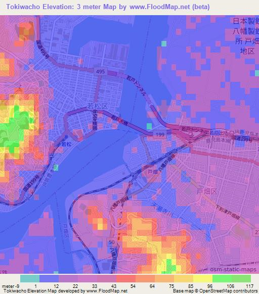 Tokiwacho,Japan Elevation Map