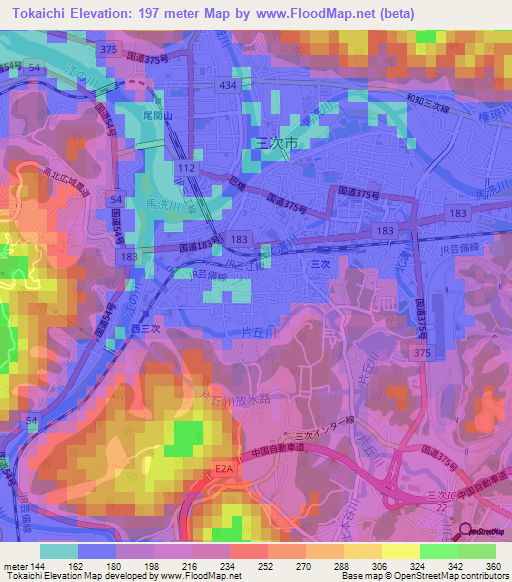 Tokaichi,Japan Elevation Map