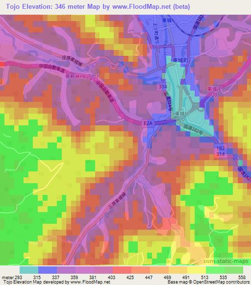 Tojo,Japan Elevation Map
