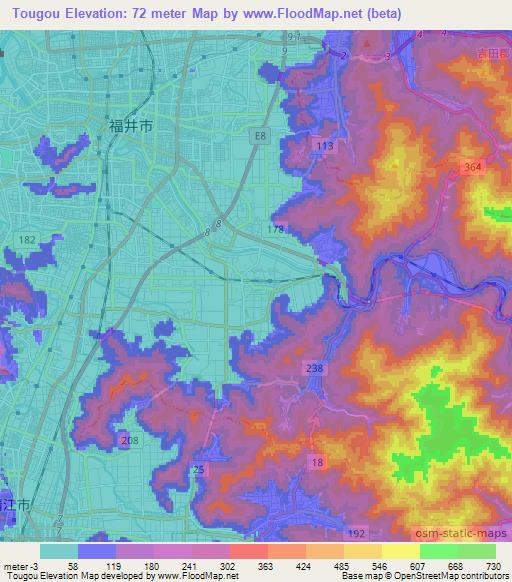 Tougou,Japan Elevation Map