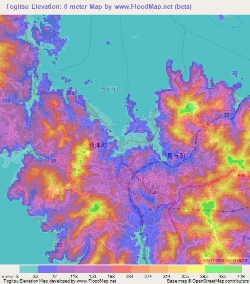 Togitsu,Japan Elevation Map