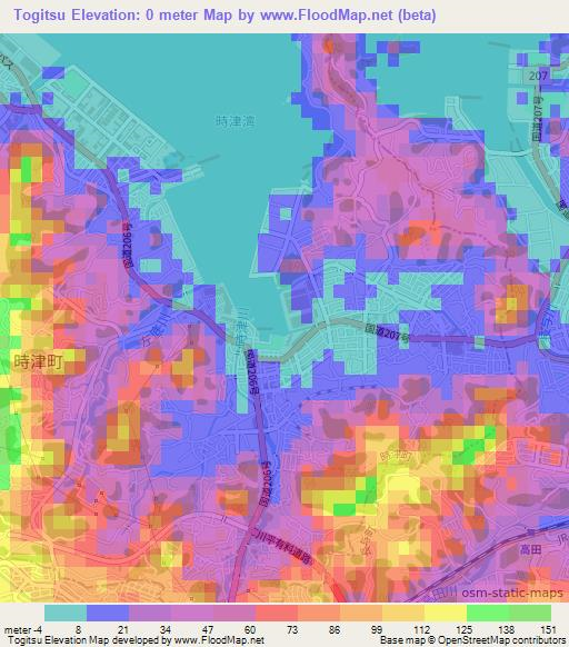 Togitsu,Japan Elevation Map