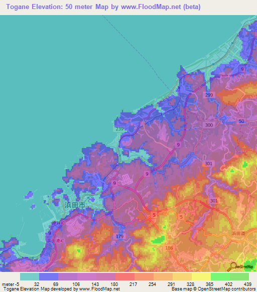 Togane,Japan Elevation Map