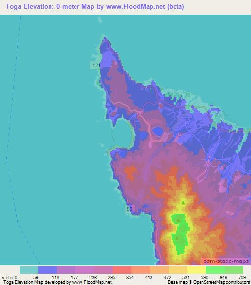 Toga,Japan Elevation Map