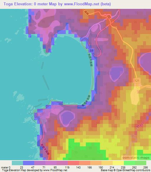 Toga,Japan Elevation Map