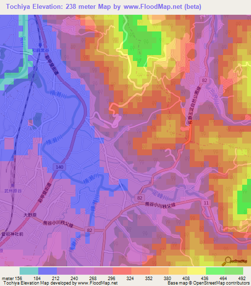 Tochiya,Japan Elevation Map