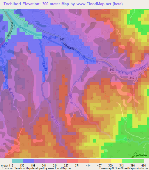 Tochibori,Japan Elevation Map