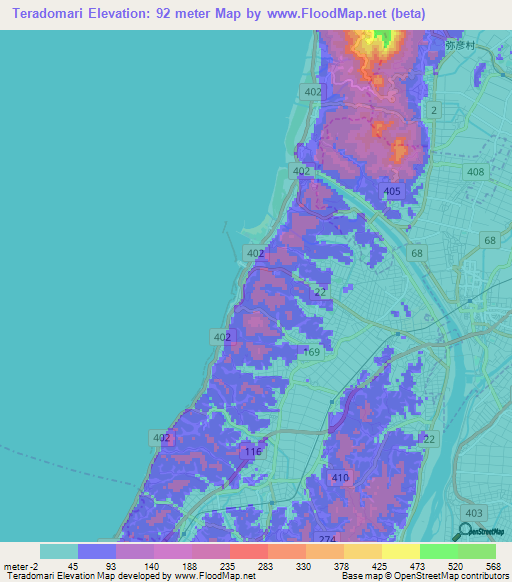 Teradomari,Japan Elevation Map