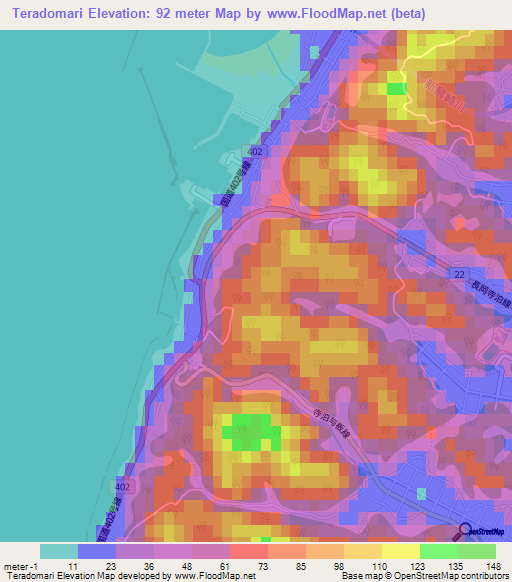 Teradomari,Japan Elevation Map