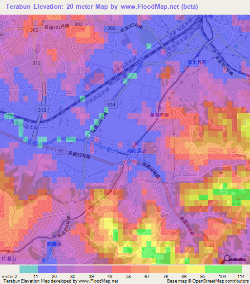Terabun,Japan Elevation Map
