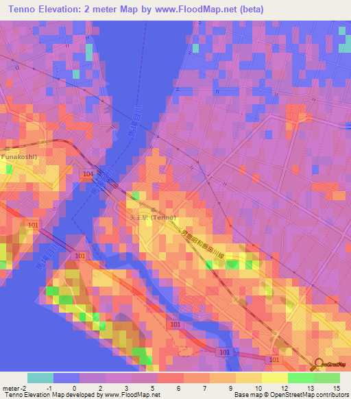 Tenno,Japan Elevation Map