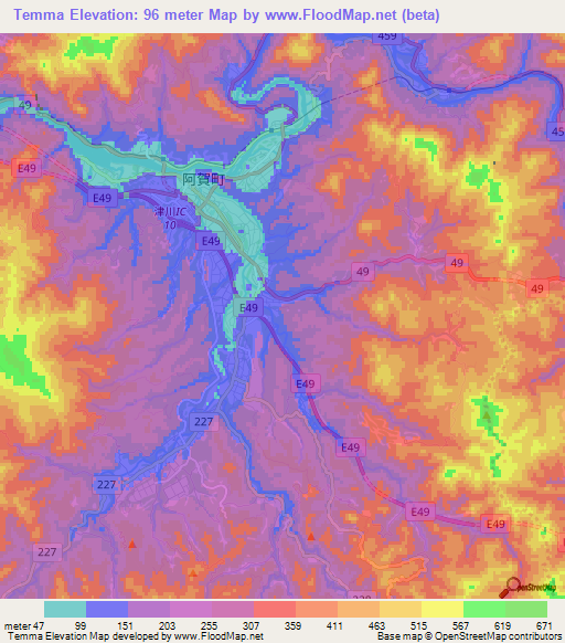 Temma,Japan Elevation Map