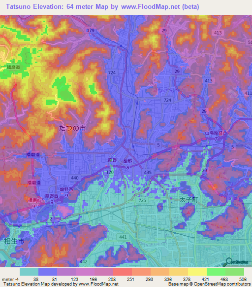 Tatsuno,Japan Elevation Map