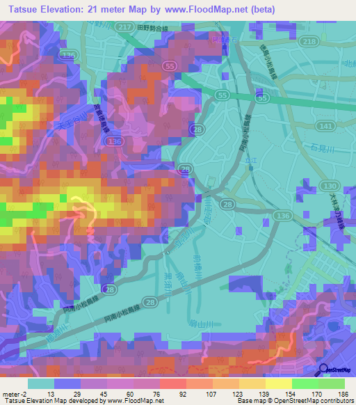 Tatsue,Japan Elevation Map