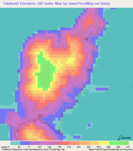 Tatekushi,Japan Elevation Map
