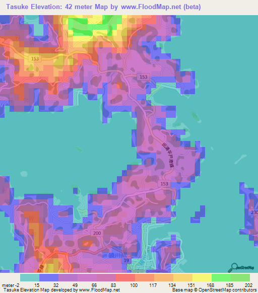 Tasuke,Japan Elevation Map