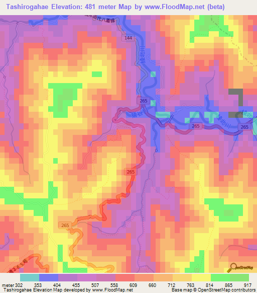 Tashirogahae,Japan Elevation Map