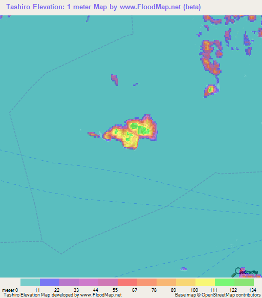 Tashiro,Japan Elevation Map