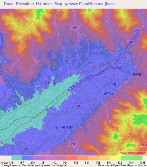 Taragi,Japan Elevation Map