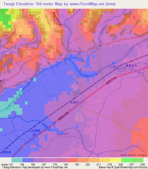 Taragi,Japan Elevation Map