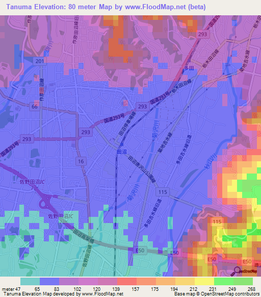 Tanuma,Japan Elevation Map