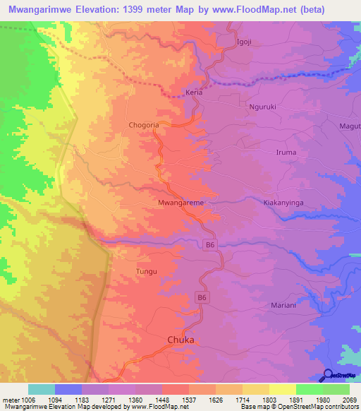 Mwangarimwe,Kenya Elevation Map