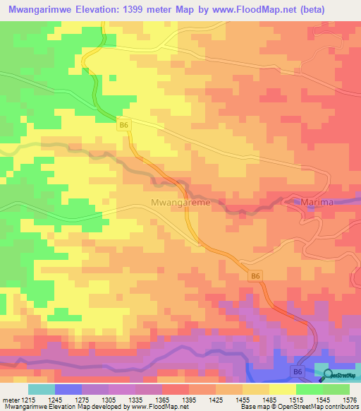 Mwangarimwe,Kenya Elevation Map