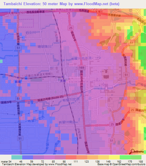 Tambaichi,Japan Elevation Map
