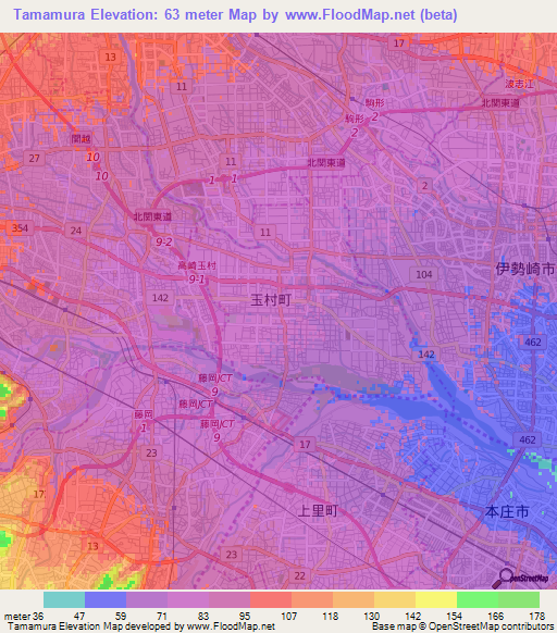 Tamamura,Japan Elevation Map